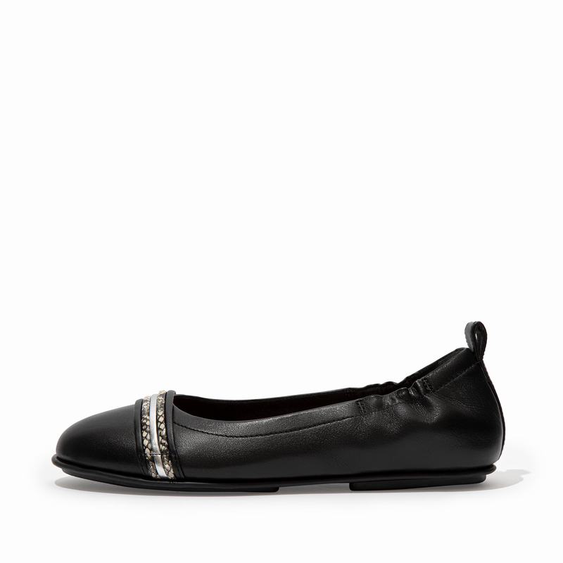 FitFlop Allegro Snake Trim Schwarz - FitFlop Ballerinas Damen Sale [ZKJP-41086]